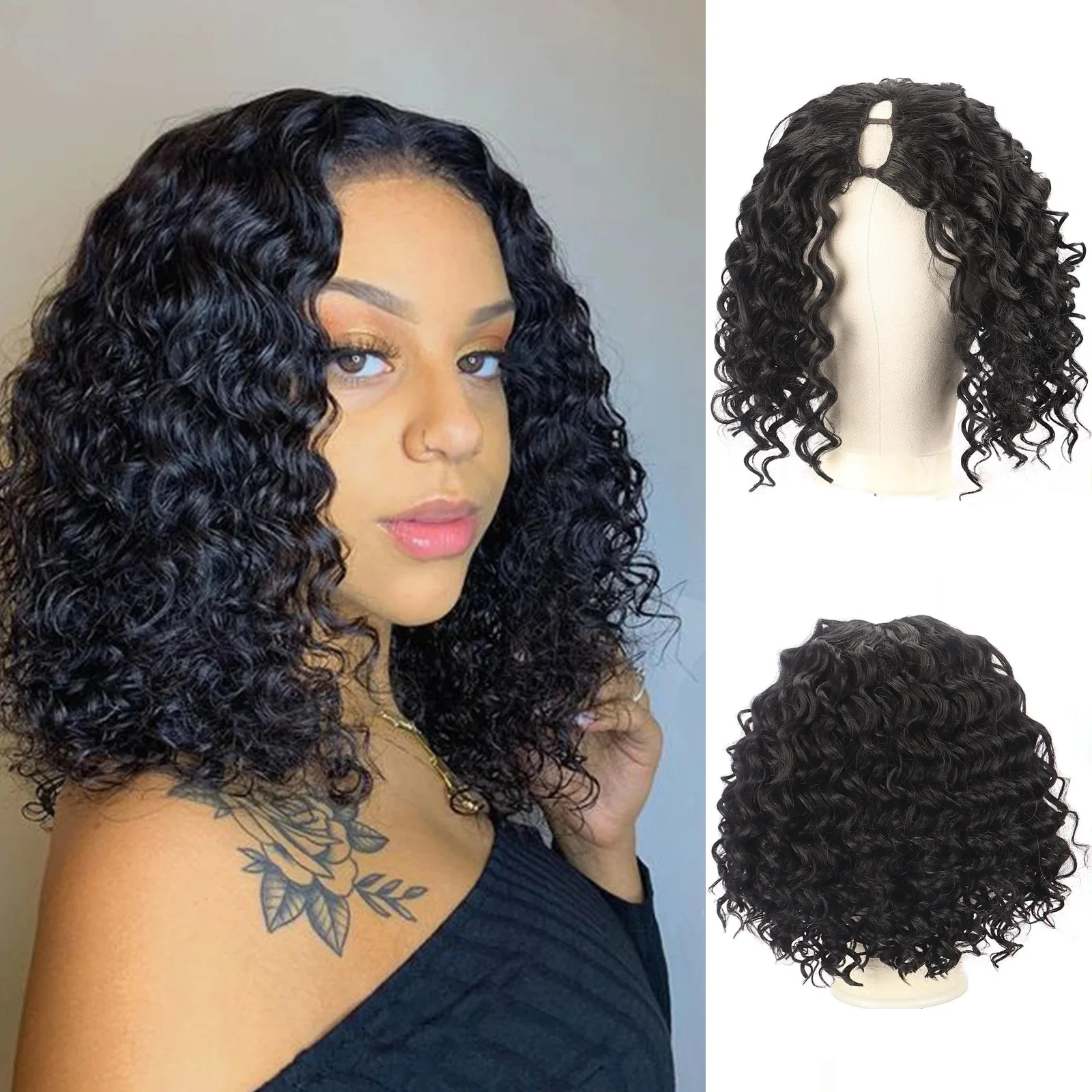 Natural Short Bob Deep Wave Wig 13x4 Lace Front Human Hair Wigs 13x6 Curly Lace Front 16 inch Wig Brazilian For Black Women Remy