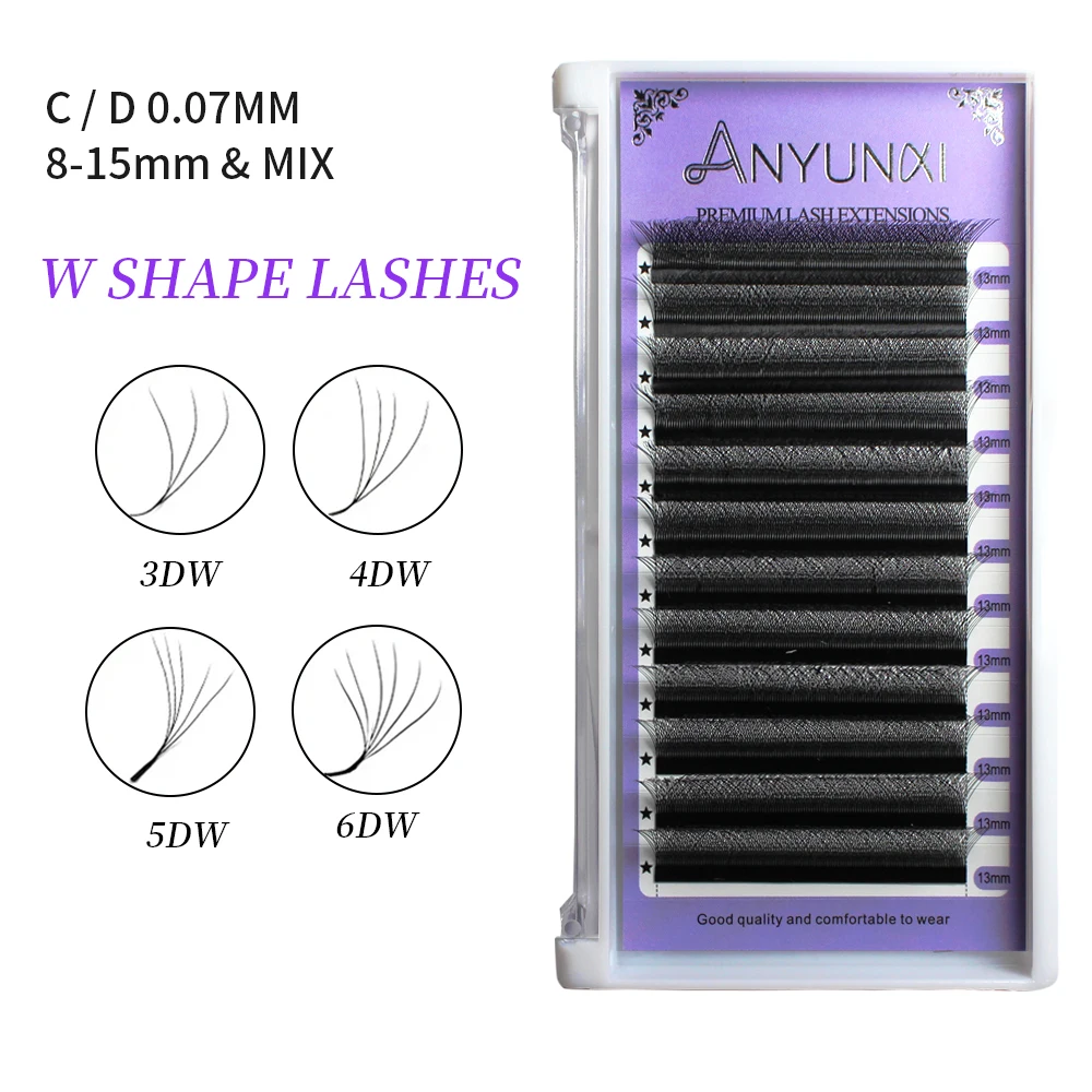 

W Shape Bloom 2D/3D/4D/5D/6D C/D Curl 0.07mm Automatic Flowering Premade Volume Fans YY Eyelash Extensions Natural Soft Lashes