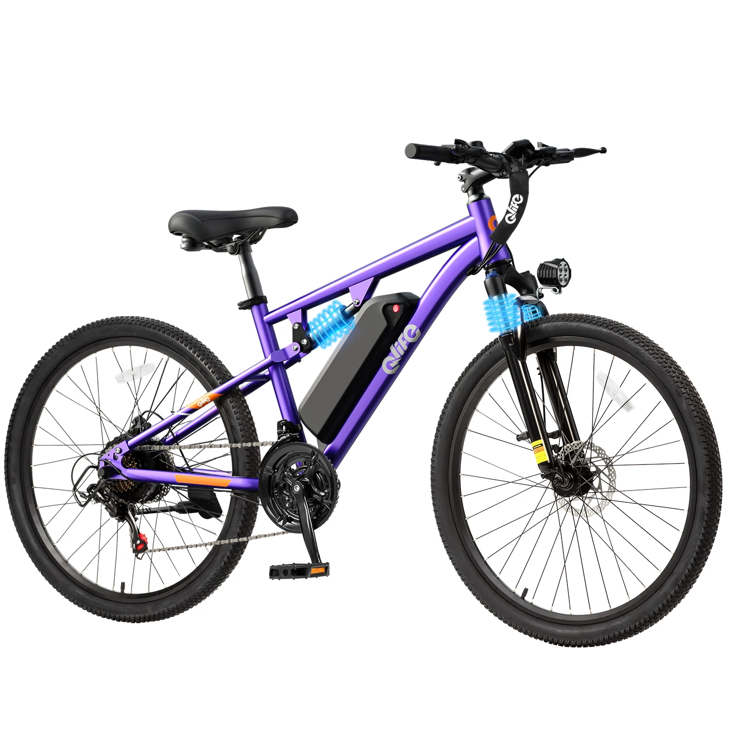 Qlife Racer Ultra Electric Bike for Adults, Peak 1200W 48V 10.4Ah,  27.5" Tire Electric Mountain Bike, 28MPH 55 Miles Off-road Electric Bicycle, 21-Speed E-Bicycle with Full Suspension image 8