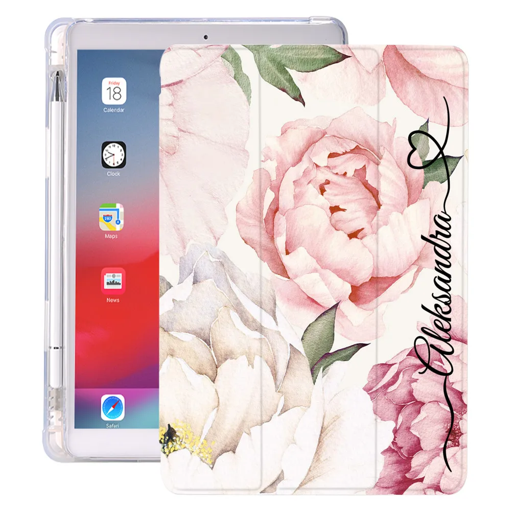 

Custom Name Cute Flower For iPad Air 4 Case 2020 iPad 10.2 Case 7th ​8th Generation iPad 9.7 5th 6th Cover 10.5 Air 1 2 Mini 5 4