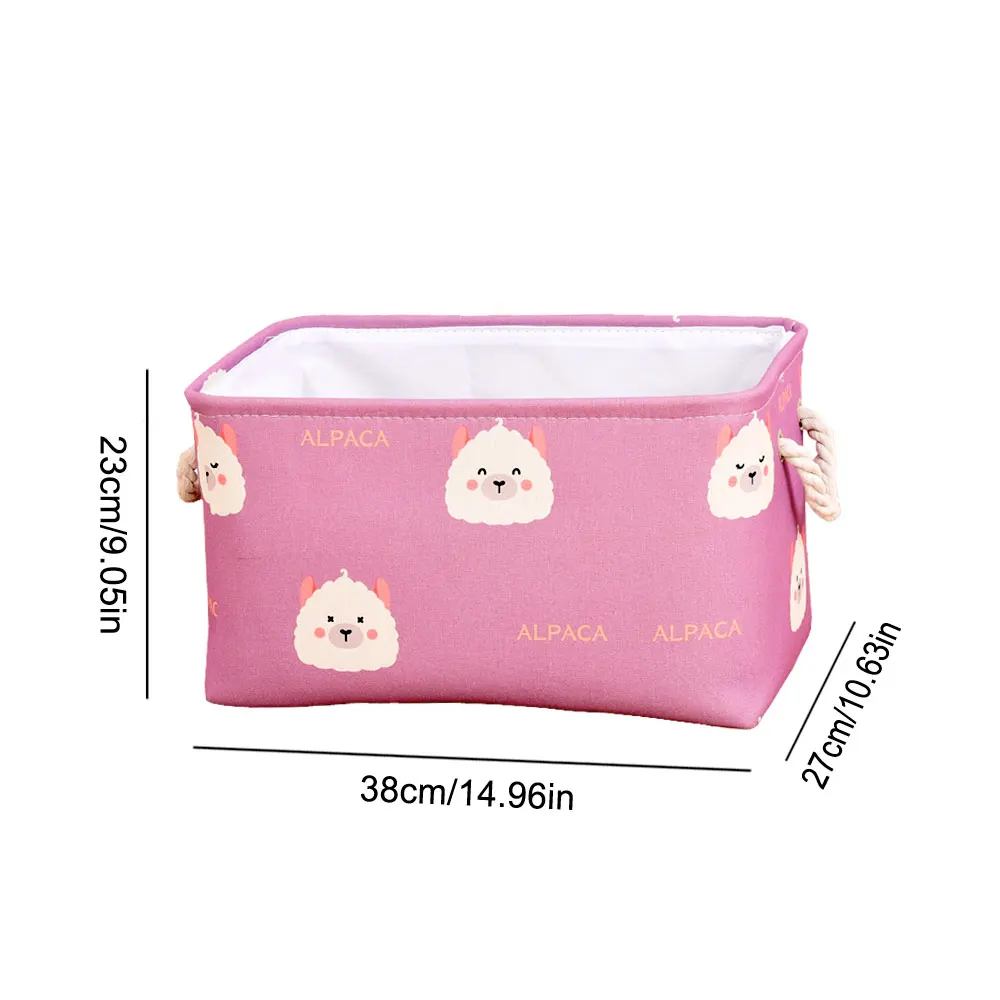 Foldable Girls Laundry Hamper Canvas Cartoon Alpaca Storage Basket for Kids Toys Clothes Laundry Basket for Home Organizer