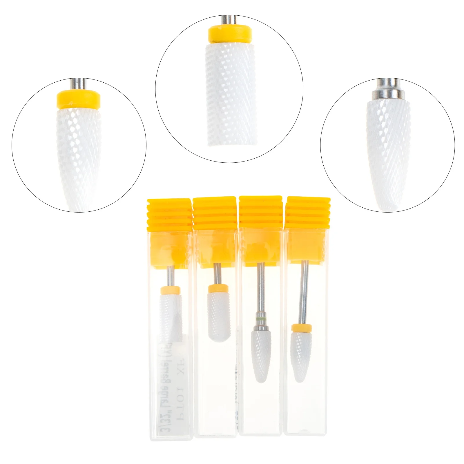 4 個プレミアムセラミックネイルドリルビットセット再利用可能な研削ヘッドジェルアクリルネイルマニキュアツールネイルアート機器