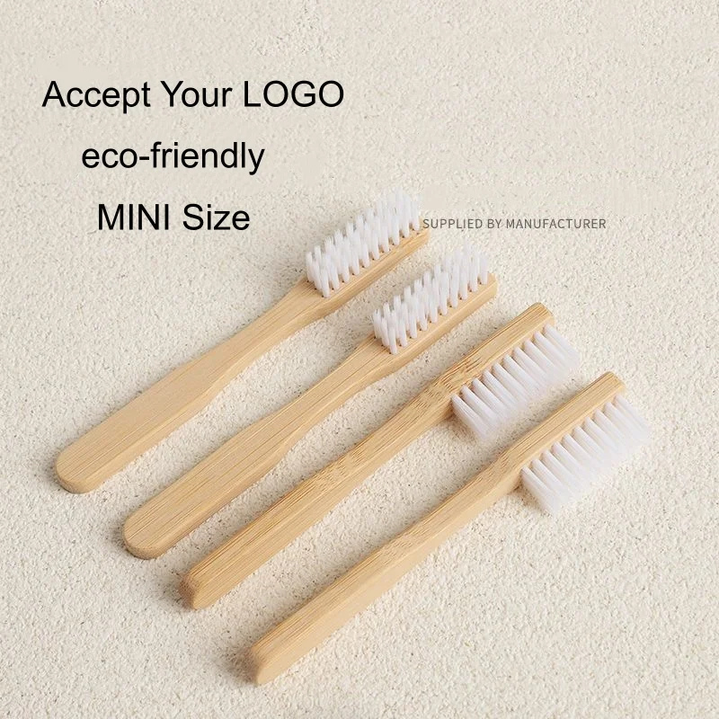 300PCS Mini Handle Bamboo Toothbrushes Custom Your Brand LOGO Short Handle Wooden Toothbrush for prison Teeth Cleaning