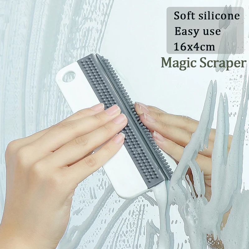 Raspador de limpiaparabrisas portátil, herramientas de limpieza de vidrio para cocina y baño, silicona suave para limpiador de espejos de coche, escurridor de limpieza de ventanas