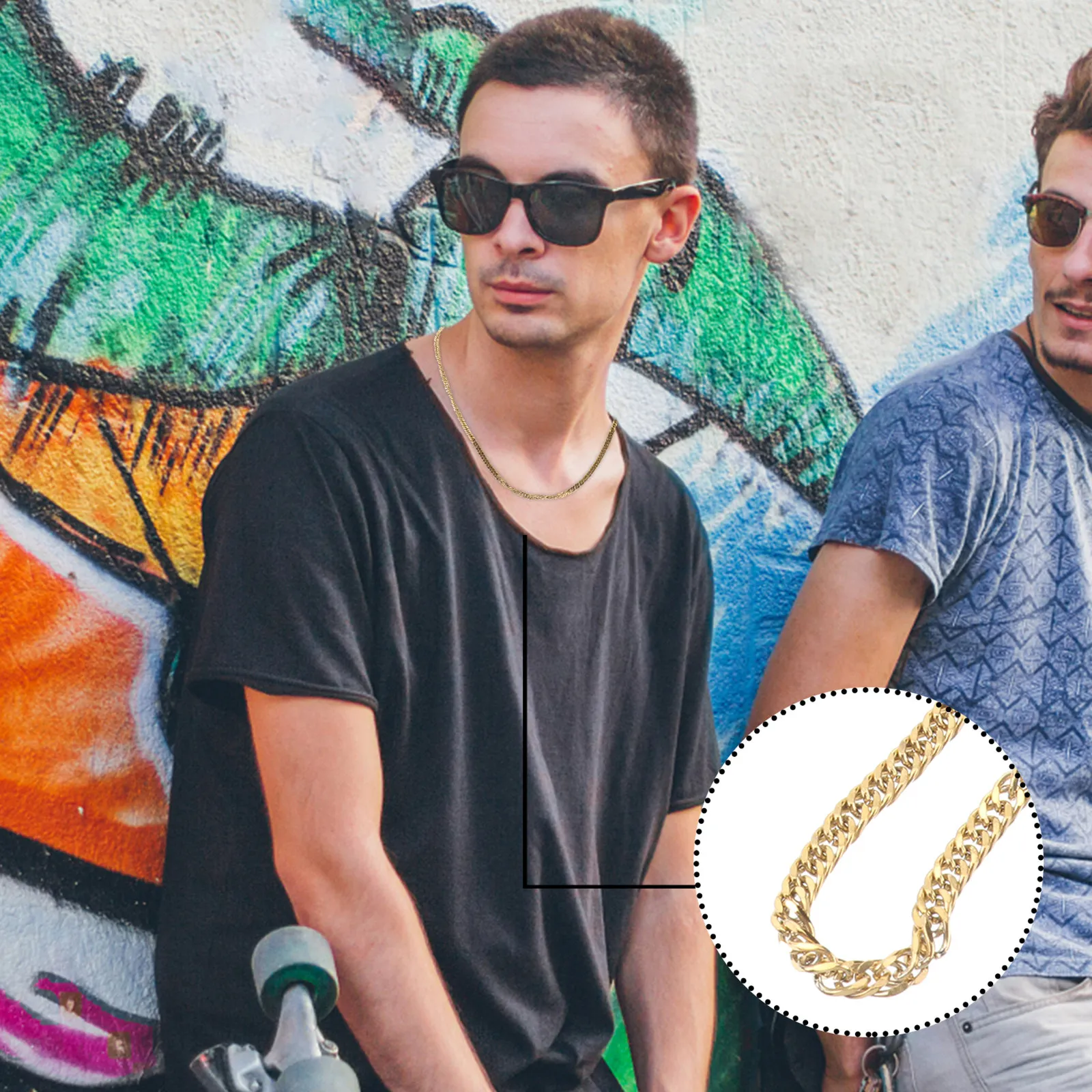 1Pcs Golden Double Buckle Chain Fashion Necklace Titanium Steel Comfortable Hip Hop Accessories Men Women Stylish Choker Outdoor