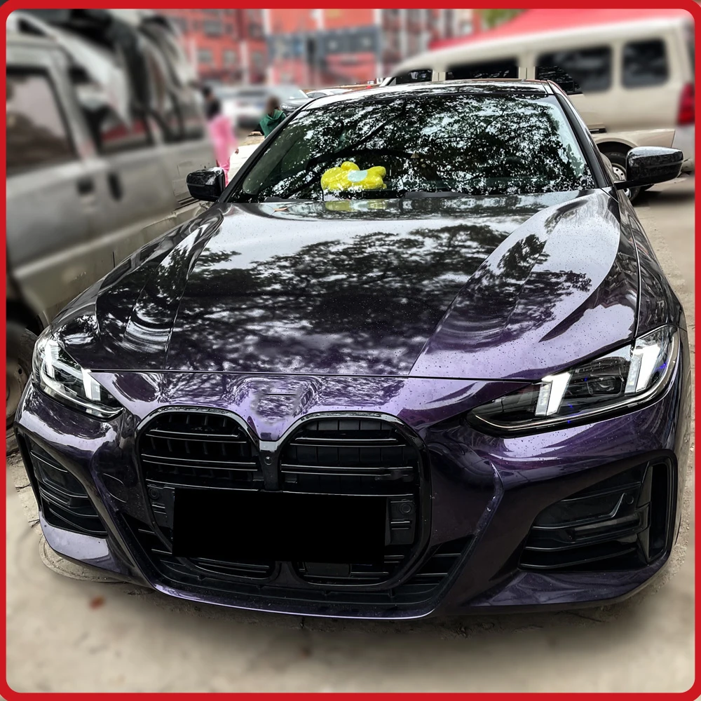 For BMW 4 Series G22 2021-2024 Headlights Assembly Upgrade LED Lens Startup Effect Dual Color DRL Flashing Turn Light