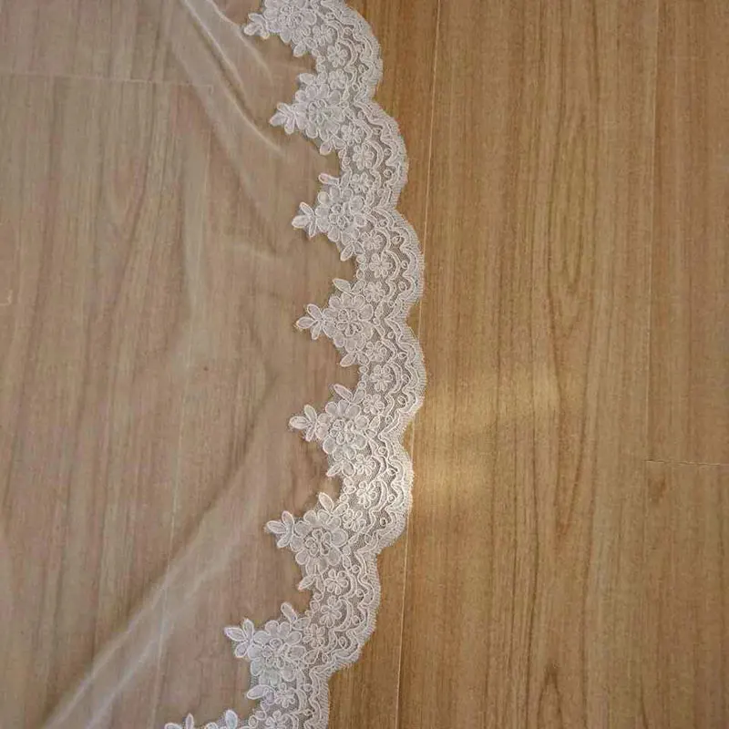 White Ivory Wedding Accessories Lace 5M/500cm Cathedral Length Bride Veil Lace Mantilla bridal veils wedding