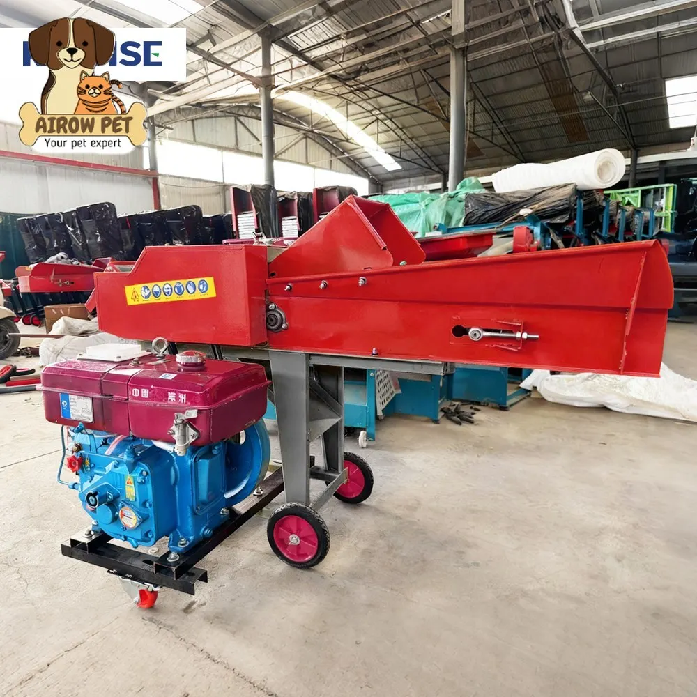 AIROW Diesel Engine Chaff Cutter Forage Chopper for Grass Alfalfa Corn Stalk and Silage Processing for Farm and Livestock Use