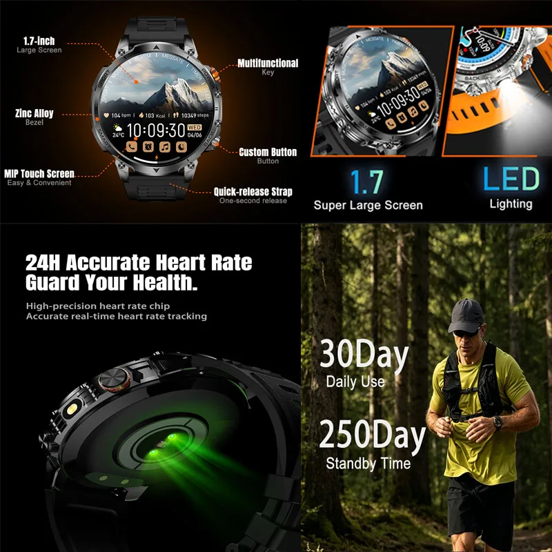 2026 New 1.46 Inch HD screen 100+sport Men fitness Smartwatch Bluetooth call GPS sport swim IP68 Waterproof Compass Smartwatch