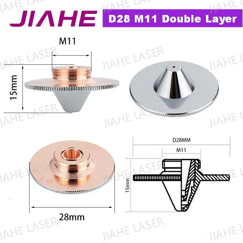 General Laser Nozzles HSG TypeC D28/D32 M11/M14 HANS Precitec WSX Double Layer Head Fiber Laser Cutting Machine Part Consumable