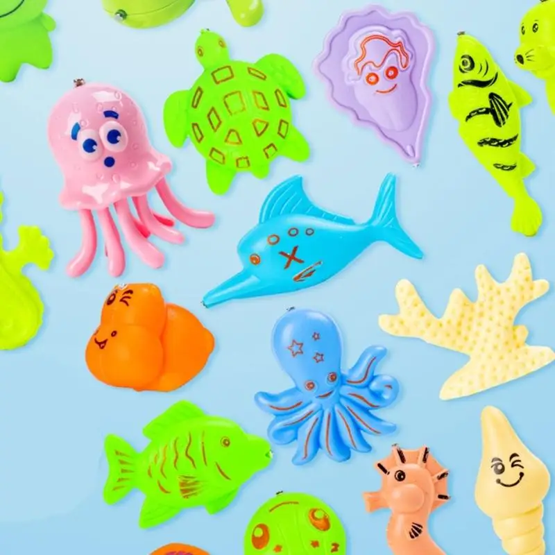 Set giocattoli per vasca da bagno per bambini da 36 pezzi, gioco pesca magnetico, attività apprendimento, giochi in