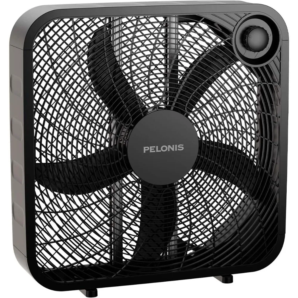 

PELONIS 3-Speed Box Fan For Full-Force Circulation With Air Conditioner, Upgrade Floor Fan, Black, medium