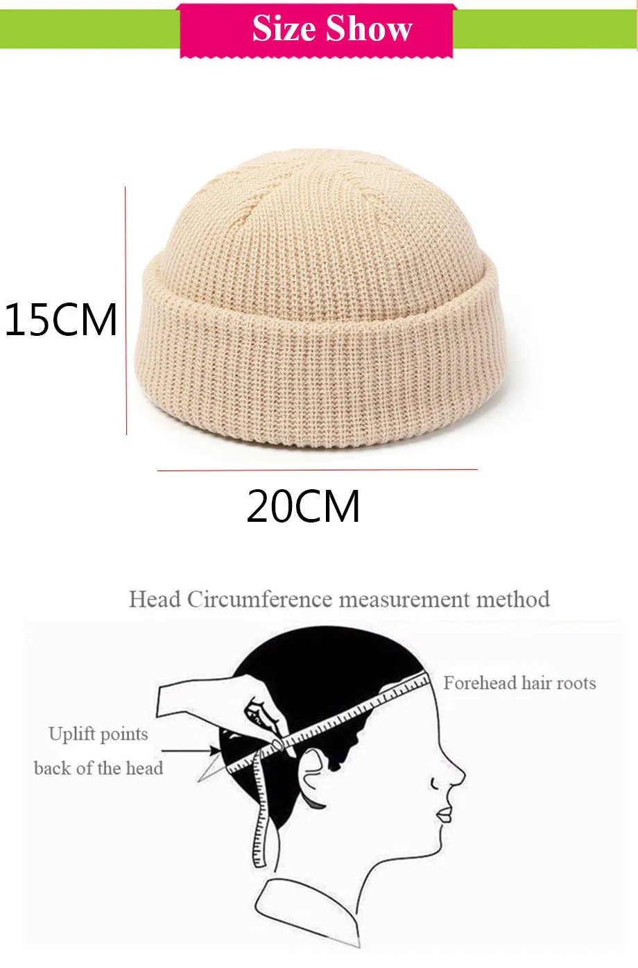 Ribbed knitted docker skull cap detail