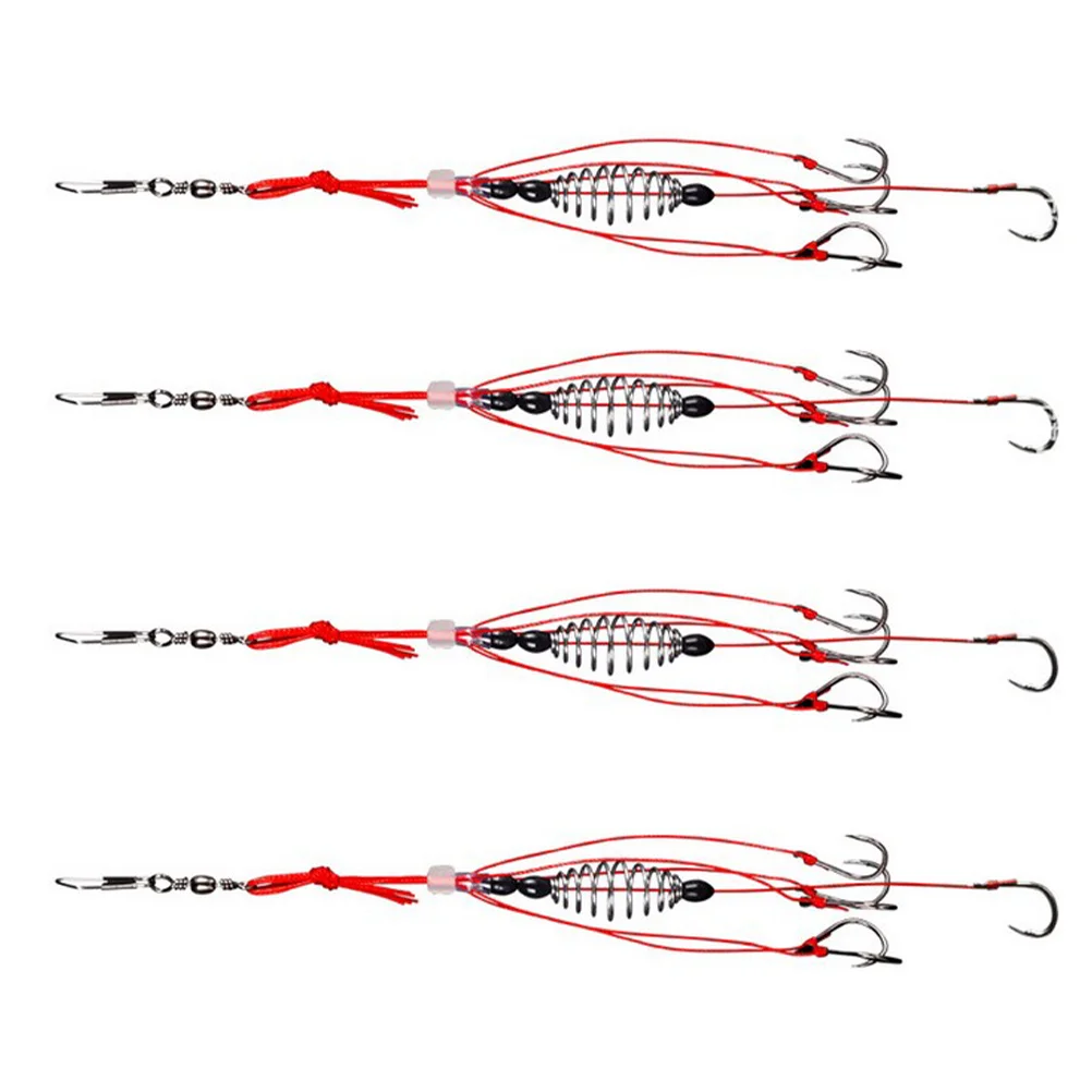 

4pcs Bait Hook High Carbon Steel Spring Feeder Design For Carp Grass Carp Crab Fishing Tackle Hooks Rig Coarse Fishing Tackle