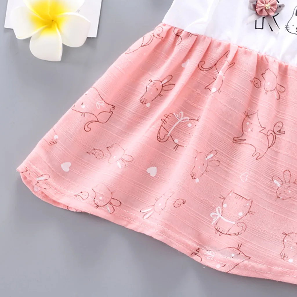 Children Girl Dress Flower Print Cute Princess Dress Birthday Wedding Costume Baby Outfit Kid Girl Clothes Cartoon Toddler