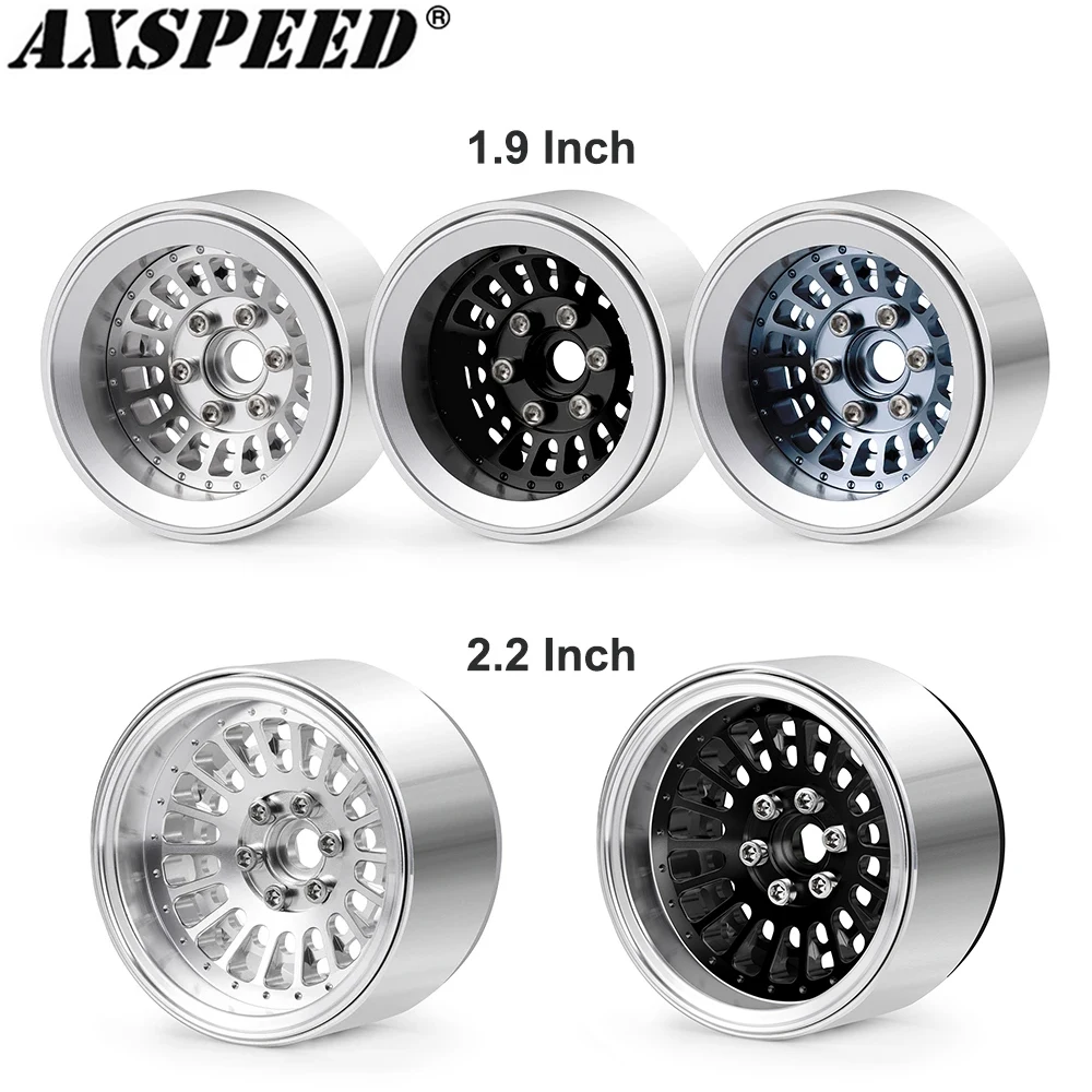 

AXSPEED 4Pcs Aluminum Alloy 1.9 2.2" Beadlock Wheel Rims Hubs for 1/10 RC Crawler Axial SCX10 Wraith TRX4 TRX6 D90 Accessories