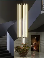Black Staircase Ceiling Chandelier Modern Duplex Loft Pendant Lamp Room Decoration Villa Living Room Spiral LED Pendant Lamp