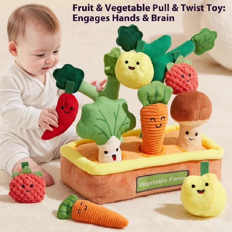 

Pull-a-Carrot Sensory Toy for Toddlers Soft Plush Vegetable Fine Motor Skill Development Stuffed Animal Toy