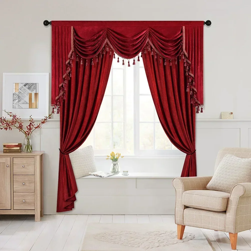 Red Blue Beige Brown Gray 8 Colors High Quality Valance Customized For Living Room Window Bedroom Hotel Kitchen Apartment