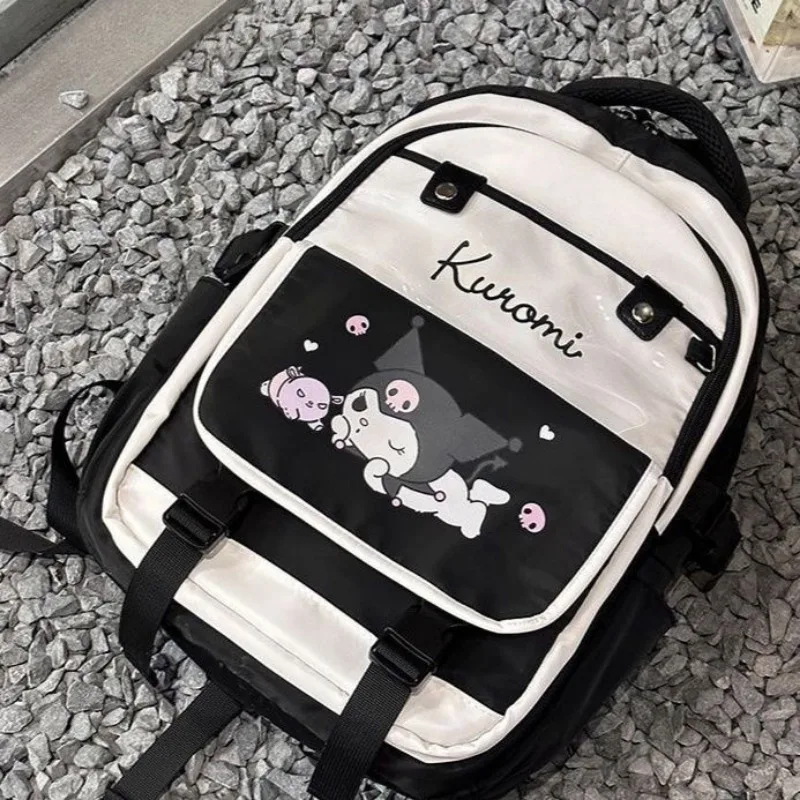 MINISO Sanrio-mochila de dibujos animados Kuromi, gran capacidad, resistente a la suciedad, para estudiantes