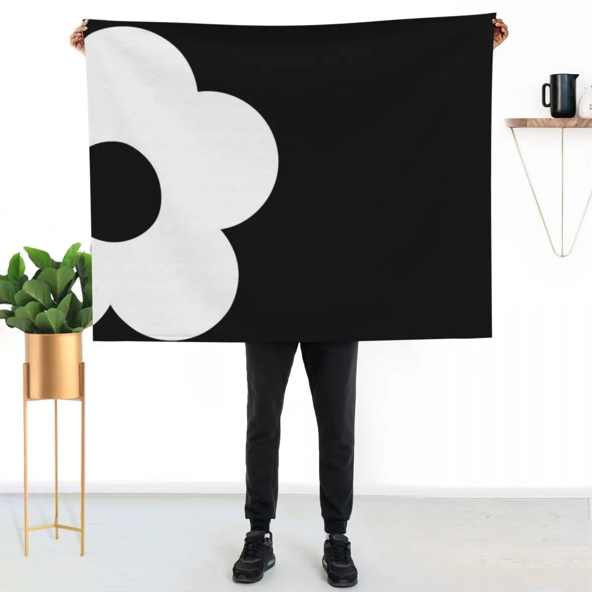 Bold Retro Contrast Flower Graphic Throw Blanket Shaggy Cute Plaid Sofa Quilt valentine gift ideas Luxury Thicken Large Blankets