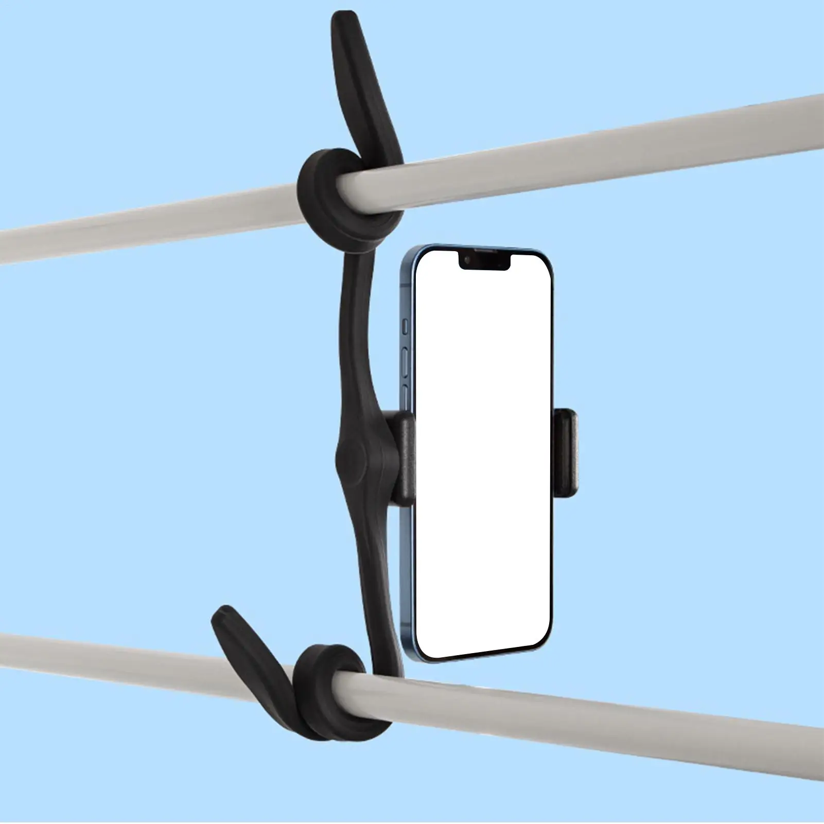 Soporte para teléfono para cinta de correr, soporte plegable para teléfono móvil, diseño de manguera de gimnasio, cinta de correr plegable, soporte para teléfono para carrito de compras