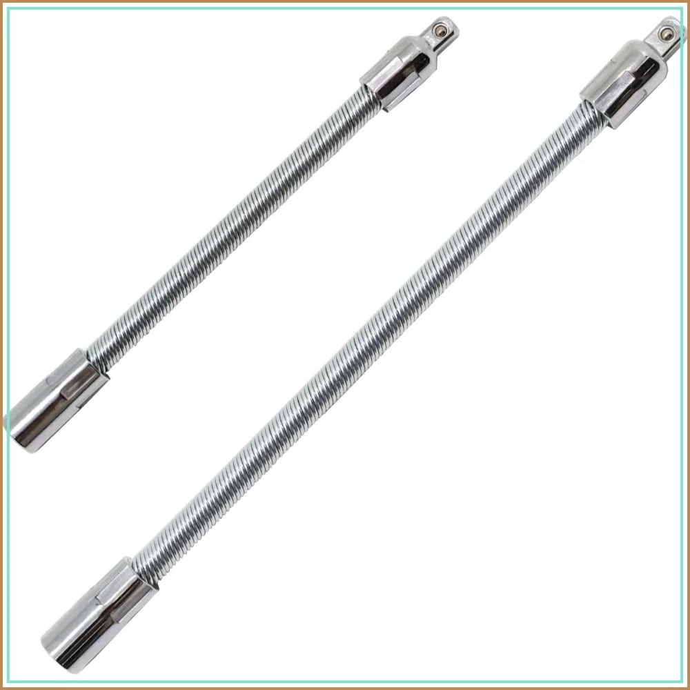 2Pcs 1/4" Flexible Extension Bar Set, 6" & 8" - Strong Alloy Steel, Bendable Socket Driver for Tight Spaces