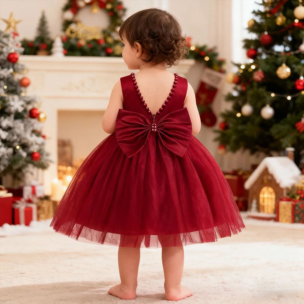 

Baby Girl Clothes Christmas Red Dress Girl Princess Dress Toddler Evening Gown For 1st Birthday Dress New Year Party Dresses