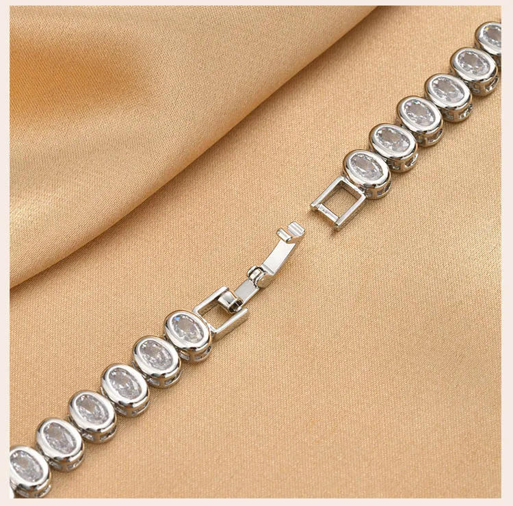 Tennis-Armband für Damen, Silberbeschichtet mit Kubischem Zirkonia, Anlaufbeständig, Wasserfest, Klobige Kette, Hip-Hop-Schmuck – Detail 6