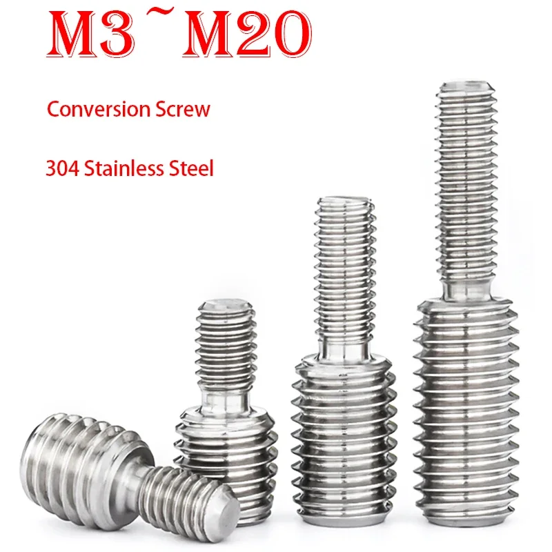 M4 M5 M6 M8 M10 M12 M16 M20 Conversion Screw Stainless Steel Metric Thread Double-end Converter Reducing Bolt For Camera Adapter