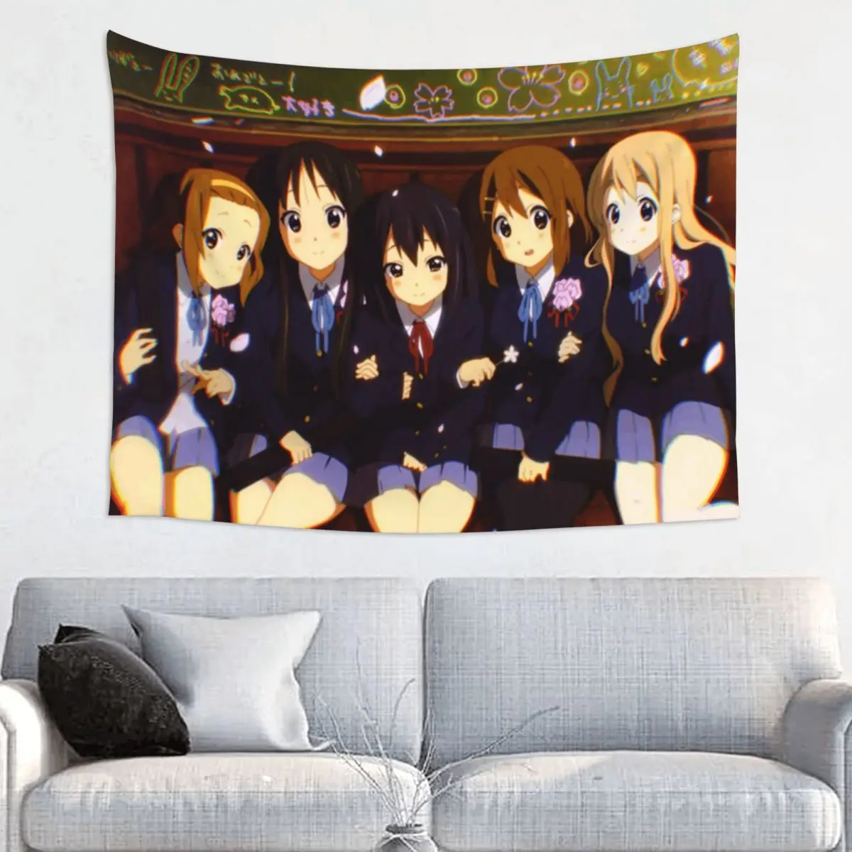 Kawaii Anime Girl Graduation Tapestry Wall Hanging Hippie Tapestry Yui Japan Music Anime Fantasy Wall Blanket Room 95x73cm