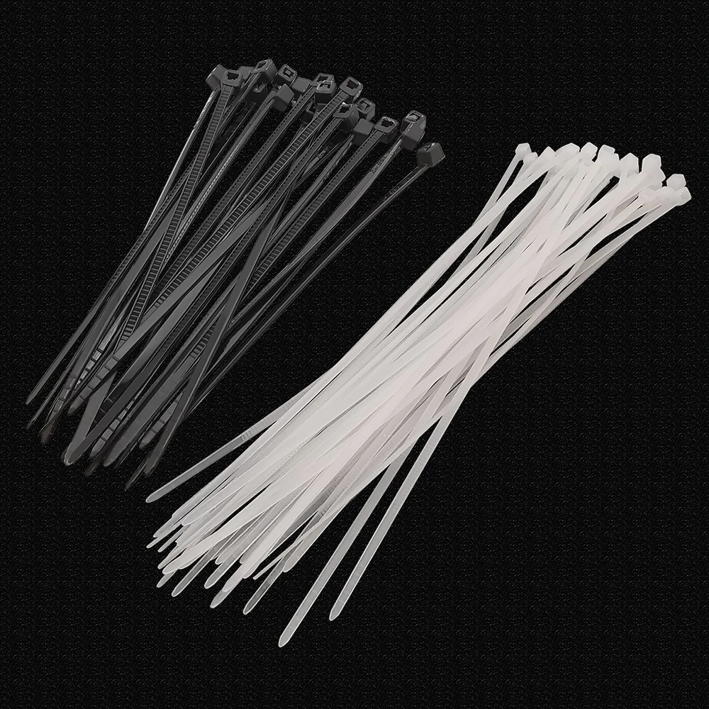 100Pcs/lot Self-Locking Plastic Nylon Cable Ties Black White Cable Zip Tie Binding Straps Fastening Ring Width 1.8mm 2.5mm 3.5mm