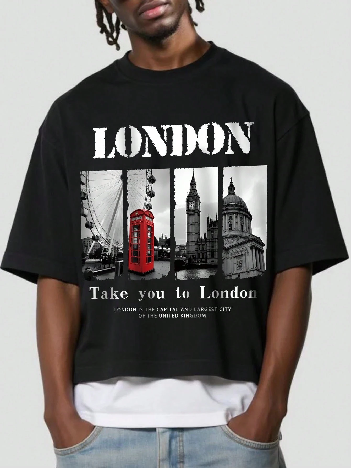 

Мужская футболка Take You To London, короткая футболка с принтом «Черный город», повседневная и спортивная летняя мужская одежда, футболка
