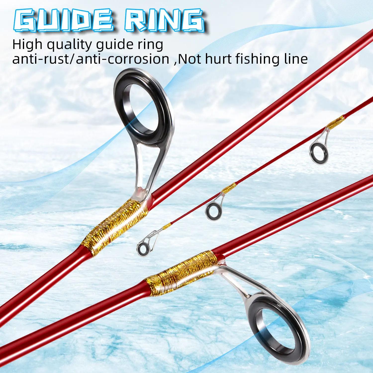 Sougayilang Ice Fishing Rod 2 Sections High Carbon Fiber Ice Rods with Power Two Rod Tips Max Drag 8Kg Fishing on The Ice image 3