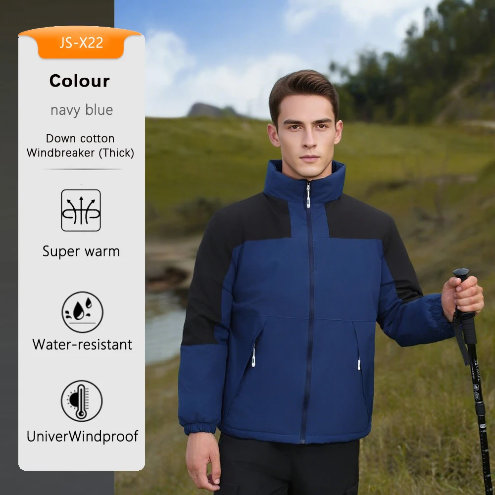 

Down Cotton Outdoor Jacket Waterproof Windbreaker Hiking Hooded Long Sleeve Coat Breathable 2025 Autumn Winter Sportswear​​ Top