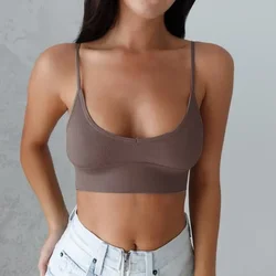 2021 Summer Cool Women Sexy Solid Color Cami Tank Top Bustier Bra Vest Crop Top Bralette Blouse Singlet Girls Fashion Tee Tops