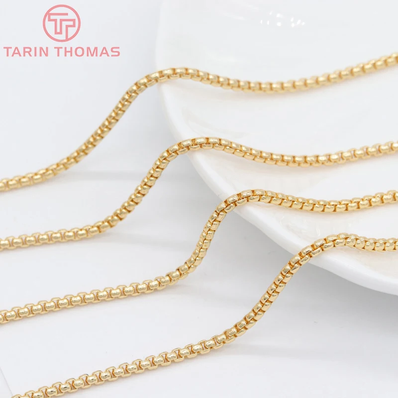 

(5911)1 Meter Width 2.9MM 3.6MM 24K Gold Color Brass Box Necklace Chains High Quality Diy Jewelry Findings Accessories Wholesale