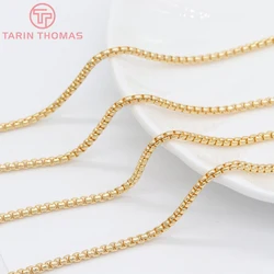 (5911)1 Meter Width 2.9MM 3.6MM 24K Gold Color Brass Box Necklace Chains High Quality Diy Jewelry Findings Accessories Wholesale