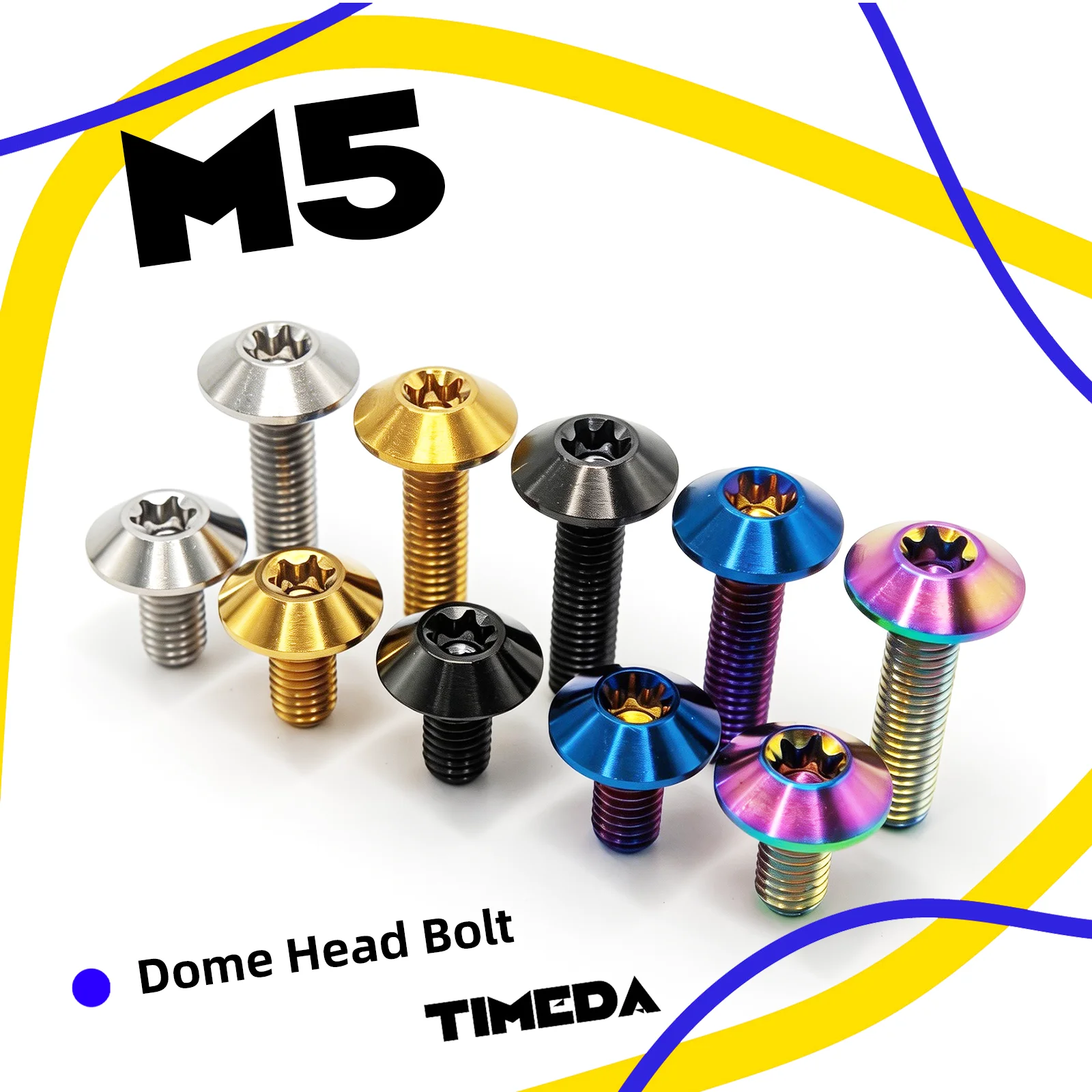 M5 12-30mm Titanium Bolts Pitch 0.8mm Titanium  Dome Head Bolt for Motorcycle Accessory Parts