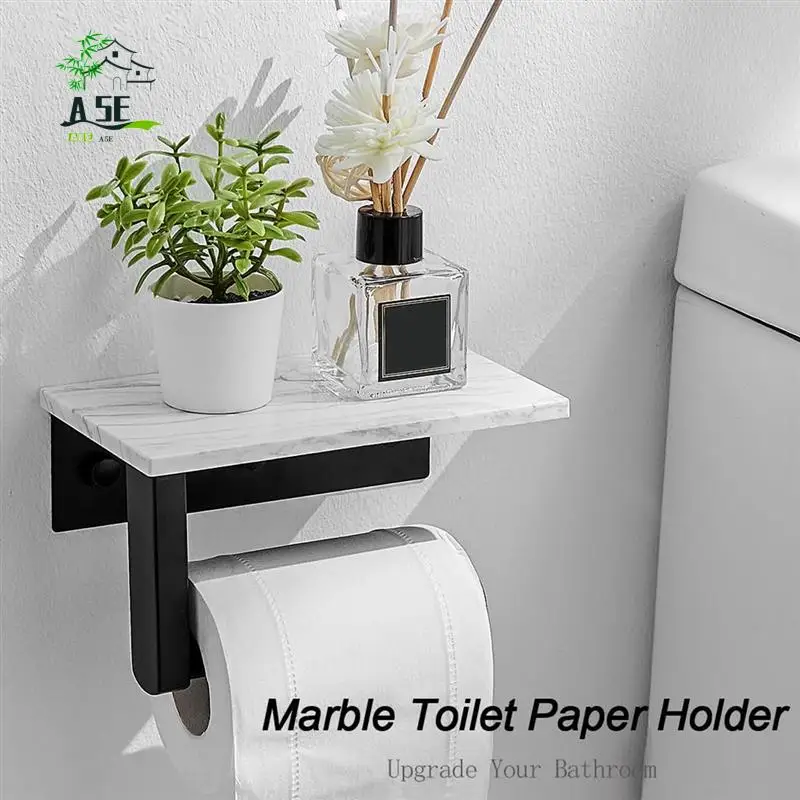 

A05E-Мраморный держатель для туалетной бумаги с полкой, держатель для рулона туалетной бумаги, настенное крепление для декоративного шкафа в ванной комнате