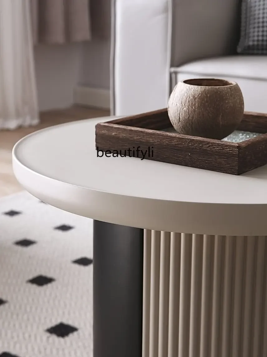 scn8617 Italian Minimalist Size round Coffee Table Combination Silent Style Living Room Cream Style Fashion round Tea Table #4