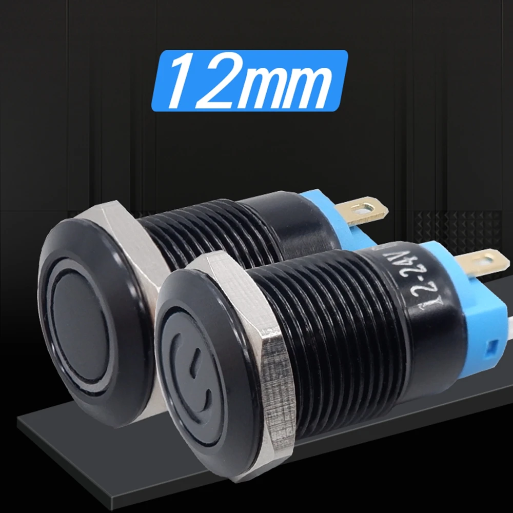 12mm Metal  Push Button Switch Backlit  Buttons PC Power On Off LED 6v 3v 12v 24v 110v 220v Momentary Waterproof Car Engine 5v