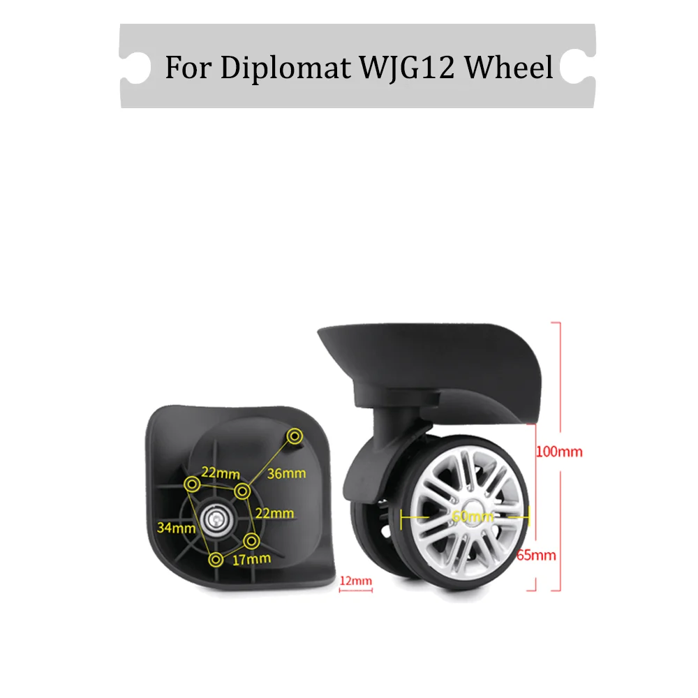 

For Diplomat WJG12 Universal Wheel Black Replacement Suitcase Rotating Durable Silent Smooth Shock Absorbing Accessories Wheels