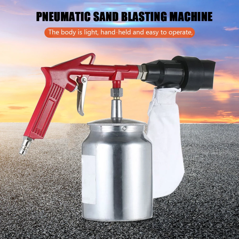 Pneumatic Handheld Sandblaster 2.5bar 450ml Sand Blasting Machine 1/4inch SandBlasting Device with 4 Nozzle for Removing Rust