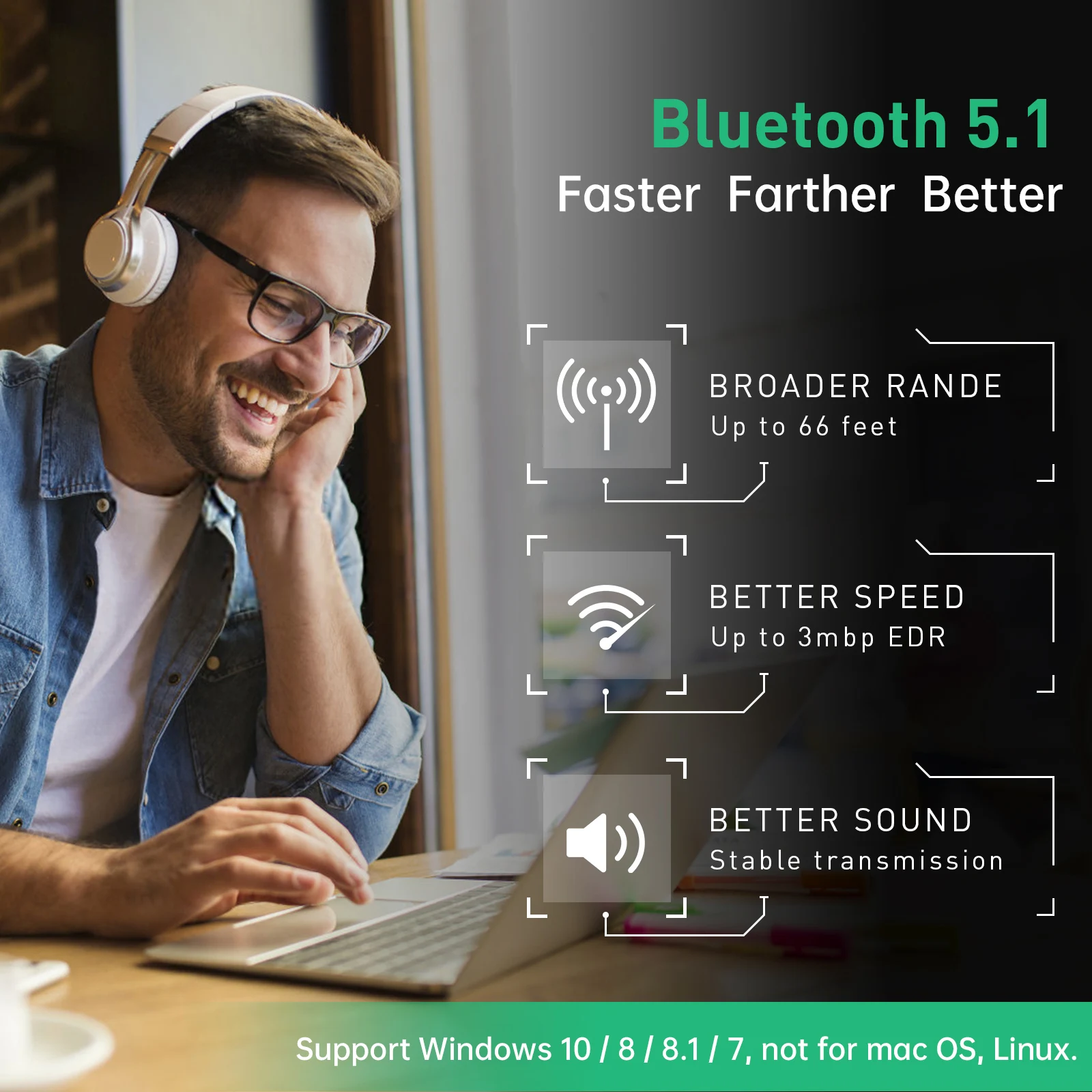 EDUP B3519S High Speed Bluetooth 5.1 Strong Compatibility Stable Transmission Speed Long Receiving Distance For Windows 10/11