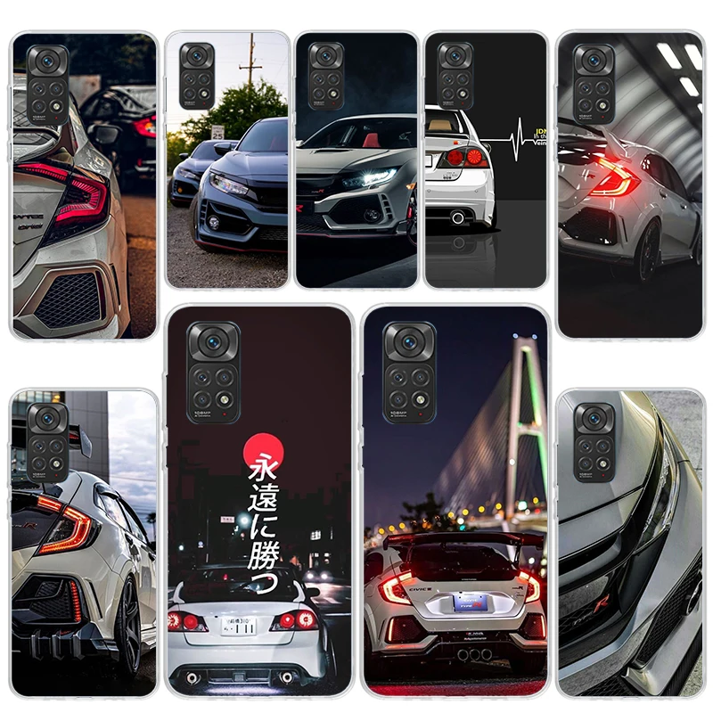 JDM Type R Civic Sport Car Phone Case For Xiaomi Redmi Note 13 12 12S 11 11S 10 10S 11E Pro Plus 11T 9 9S 8 8T 7 5 + Cover Funda