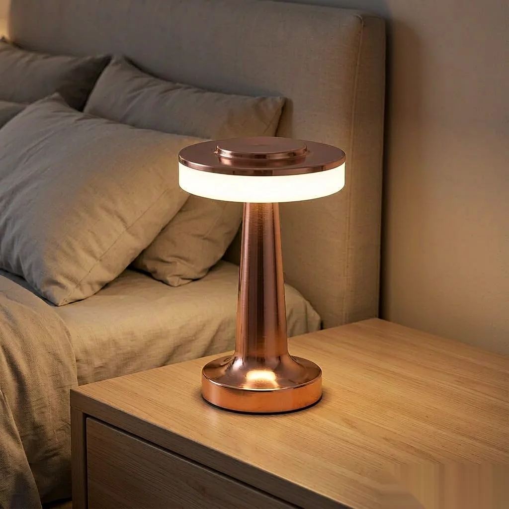 LED Table Lamp, Mood Light USB Rechargeable Metal Hourglass Shape Touch Control for Bedroom Living Room Bar Hotel Decor Gift