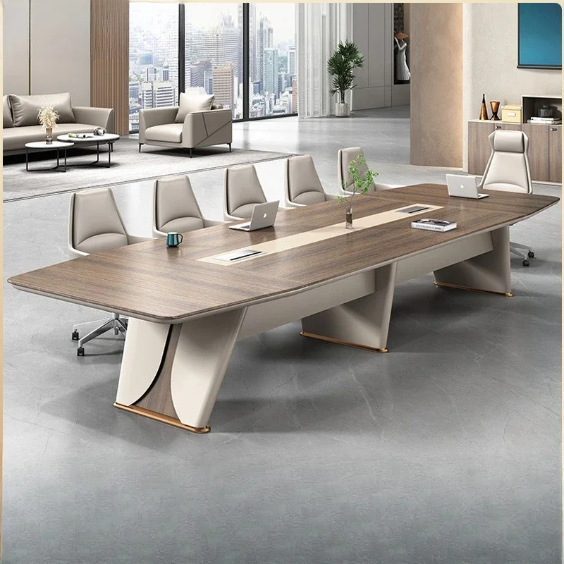 Conference table and chair combination, simple modern light luxury large conference room table office high-end paint negoti