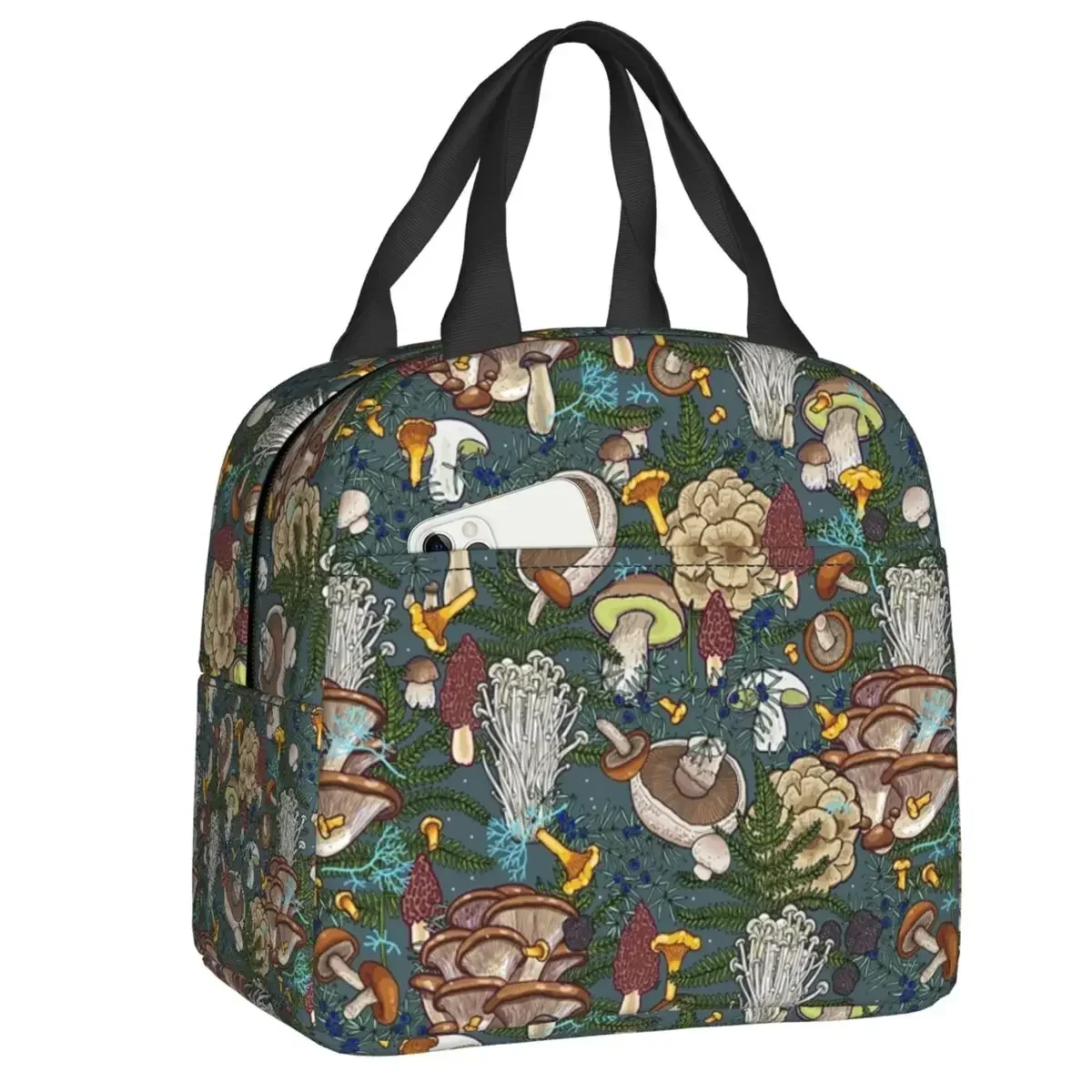 Mushroom Forest Insulated Lunch Bag for Women Leakproof Thermal Cooler Bento Box Office Picnic Travel