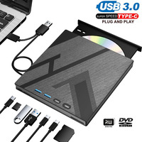 External CD DVD Drive with 4 USB Ports and TF/SD Card Slots Portable CD/DVD Disk Drive Player Burner Reader Writer for Laptop PC